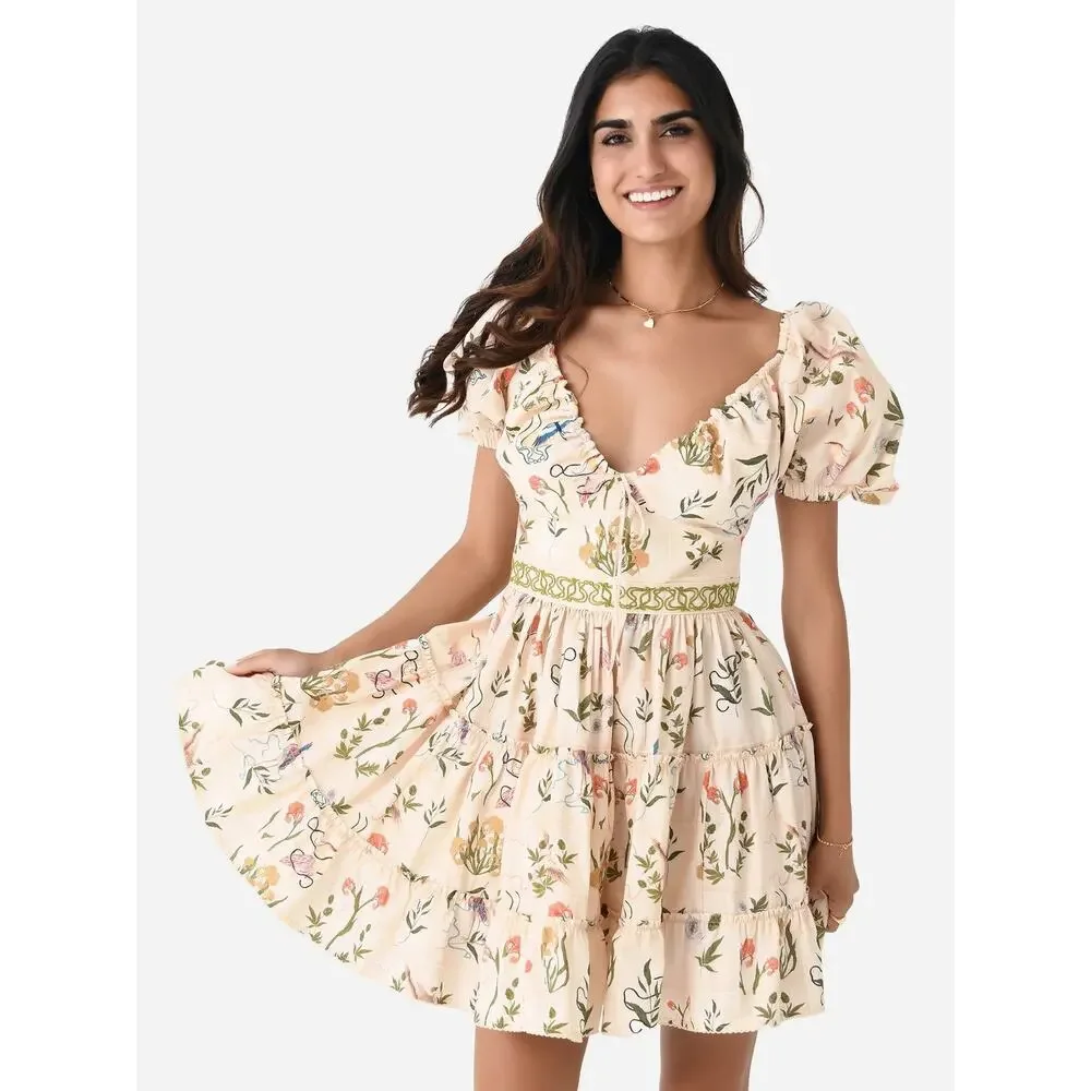 Agua by Agua Bendita Manzanilla Paraiso XL Cotton Floral Mini Dress NWT $510 - Picture 4 of 16